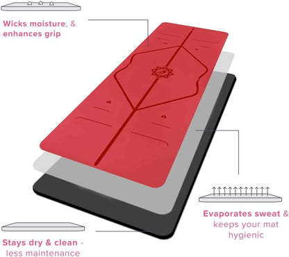 Travel Yoga Mat - Patented Alignment Design, Advanced Non-Slip Grip