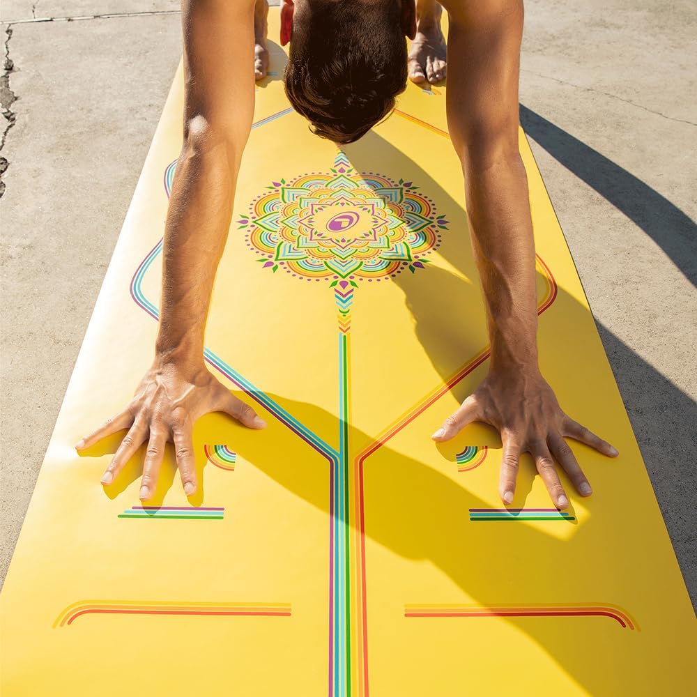 Travel Yoga Mat - Patented Alignment Design, Advanced Non-Slip Grip