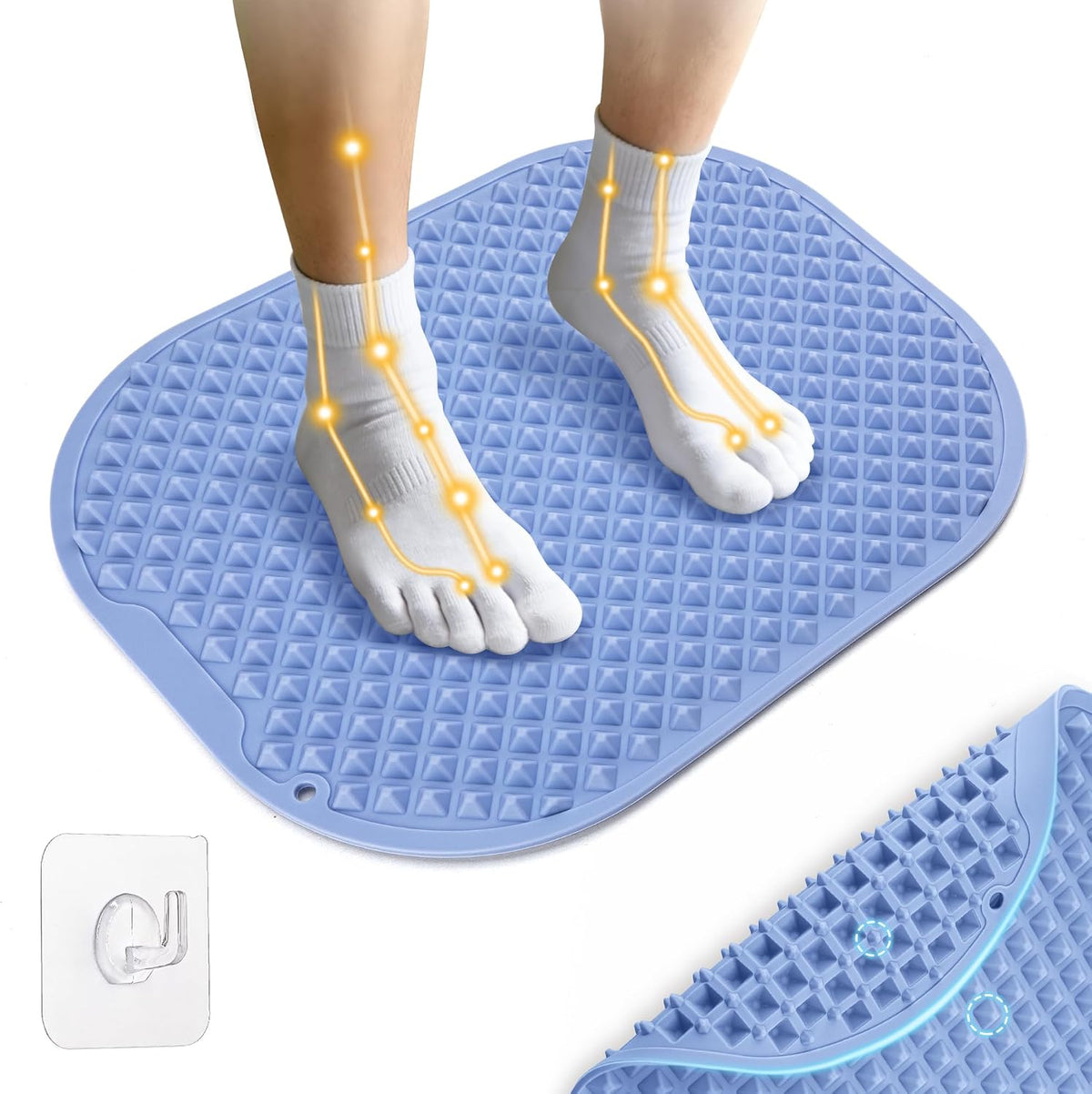 Upgrade Silicone Foot Massager Mat with Dual-Side Usage, Large Reflexology Mat for Feet Relaxation, Foldable Foot Acupressure Mat, Portable Standing Desk Mat for Pain, Fatigue Relief(Gray-L)