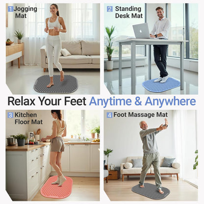 Upgrade Silicone Foot Massager Mat with Dual-Side Usage, Large Reflexology Mat for Feet Relaxation, Foldable Foot Acupressure Mat, Portable Standing Desk Mat for Pain, Fatigue Relief(Gray-L)
