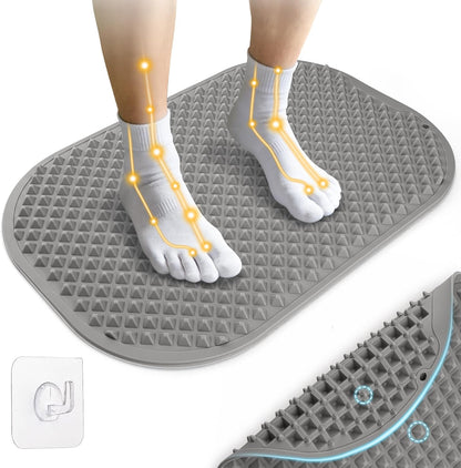 Upgrade Silicone Foot Massager Mat with Dual-Side Usage, Large Reflexology Mat for Feet Relaxation, Foldable Foot Acupressure Mat, Portable Standing Desk Mat for Pain, Fatigue Relief(Gray-L)