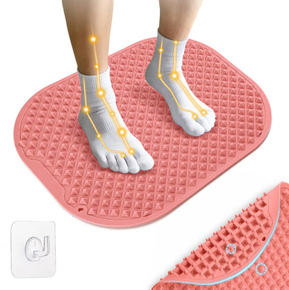 Upgrade Silicone Foot Massager Mat with Dual-Side Usage, Large Reflexology Mat for Feet Relaxation, Foldable Foot Acupressure Mat, Portable Standing Desk Mat for Pain, Fatigue Relief(Gray-L)