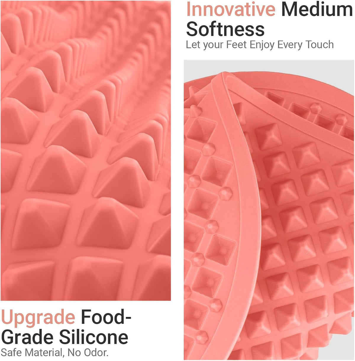 Upgrade Silicone Foot Massager Mat with Dual-Side Usage, Large Reflexology Mat for Feet Relaxation, Foldable Foot Acupressure Mat, Portable Standing Desk Mat for Pain, Fatigue Relief(Gray-L)