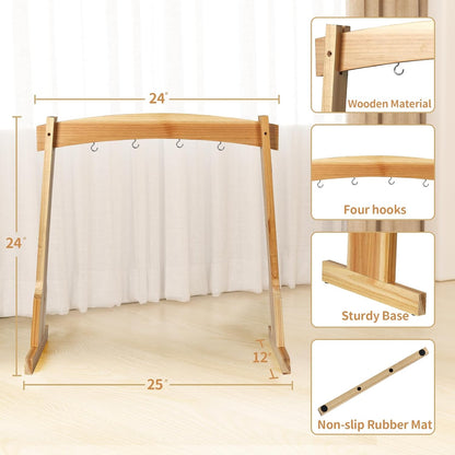 14" Gong Stands, Wind Chimes Wood Stand with Base for 1 Gong or 4 Chimes, Light & Portable Multipurpose Stand, Easy Assembly for Sound Healing, Meditation, Yoga