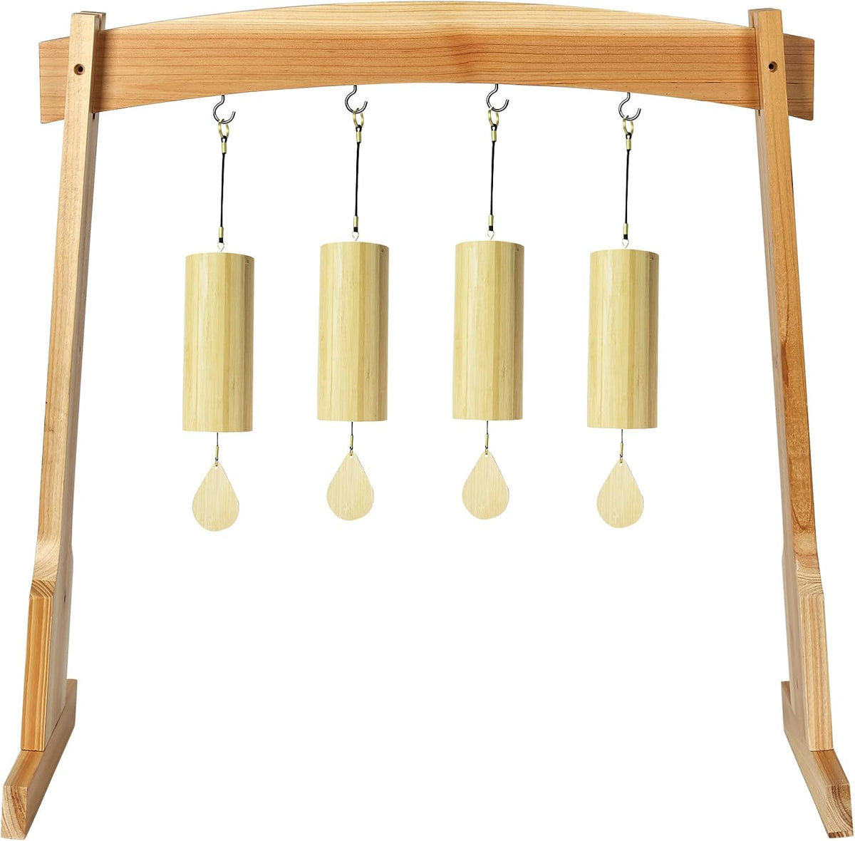 14" Gong Stands, Wind Chimes Wood Stand with Base for 1 Gong or 4 Chimes, Light & Portable Multipurpose Stand, Easy Assembly for Sound Healing, Meditation, Yoga