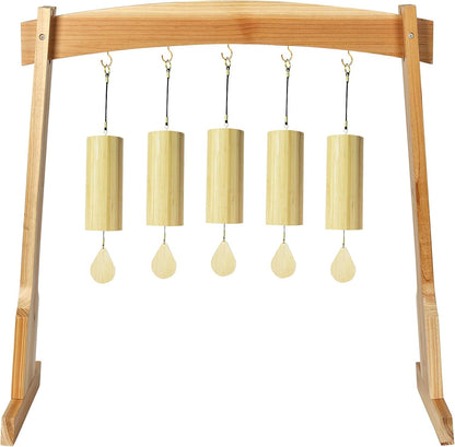 14" Gong Stands, Wind Chimes Wood Stand with Base for 1 Gong or 4 Chimes, Light & Portable Multipurpose Stand, Easy Assembly for Sound Healing, Meditation, Yoga