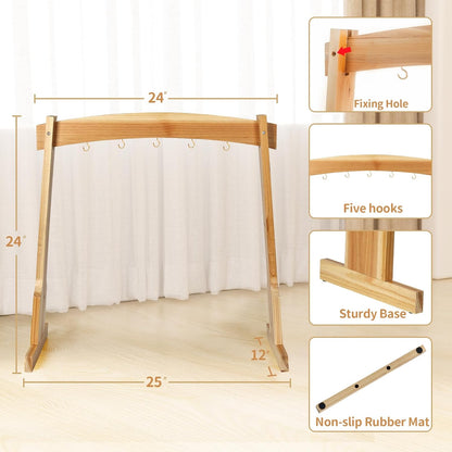 14" Gong Stands, Wind Chimes Wood Stand with Base for 1 Gong or 4 Chimes, Light & Portable Multipurpose Stand, Easy Assembly for Sound Healing, Meditation, Yoga