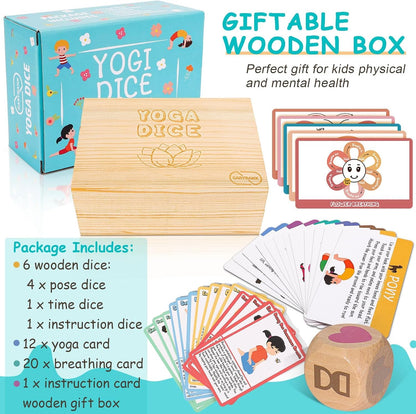 Kids Yoga Dice Set - Yoga Pose Practice Card Set for Kids