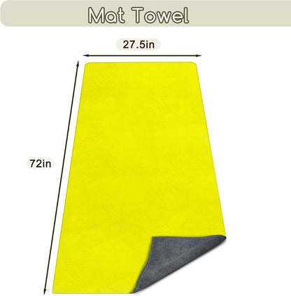 Yoga Mat Towel, Extra Thick (600GSM) Soft Hot Yoga Towel, Non-Slip and Sweat Absorbent for Hot Yoga, Bikram, Pilates, and Fitness, 72" x 27.5", Dual-Color, Grey/Pink