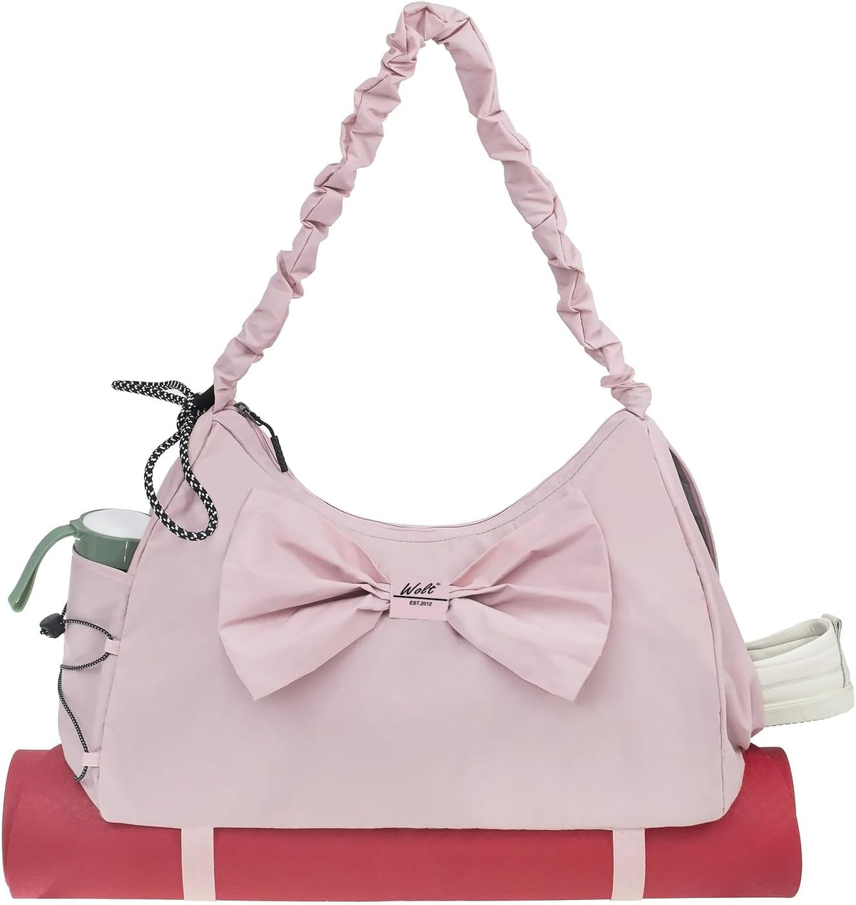 Gym Bag For Women, Yoga Mat Bag with Shoes Compartment, Wet Pocket and Water Bottle Pocket