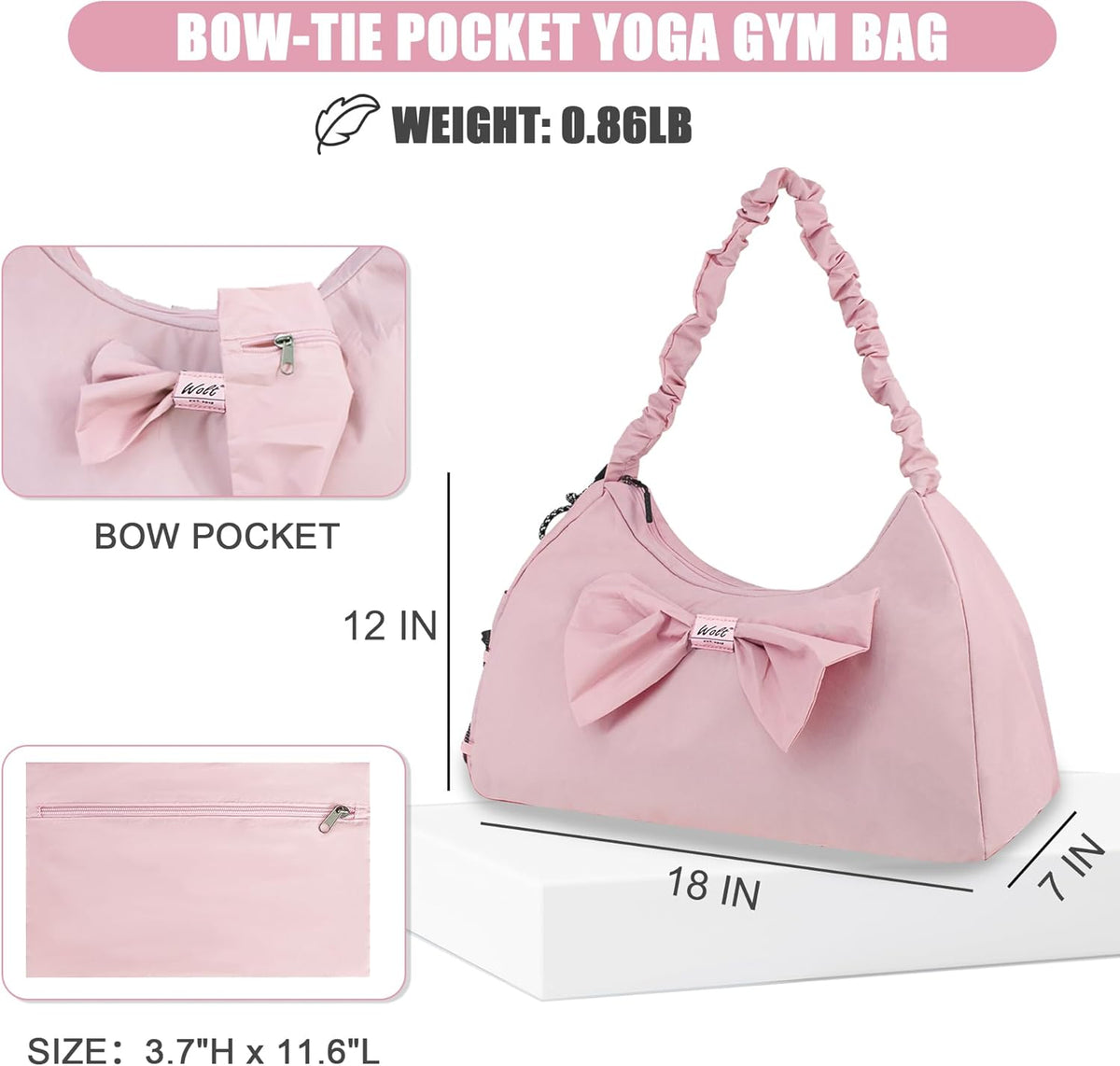 Gym Bag For Women, Yoga Mat Bag with Shoes Compartment, Wet Pocket and Water Bottle Pocket