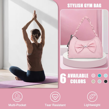 Gym Bag For Women, Yoga Mat Bag with Shoes Compartment, Wet Pocket and Water Bottle Pocket
