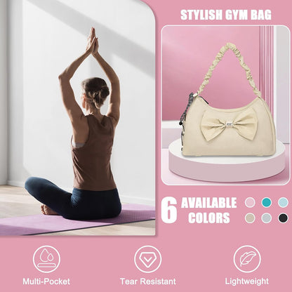 Gym Bag For Women, Yoga Mat Bag with Shoes Compartment, Wet Pocket and Water Bottle Pocket
