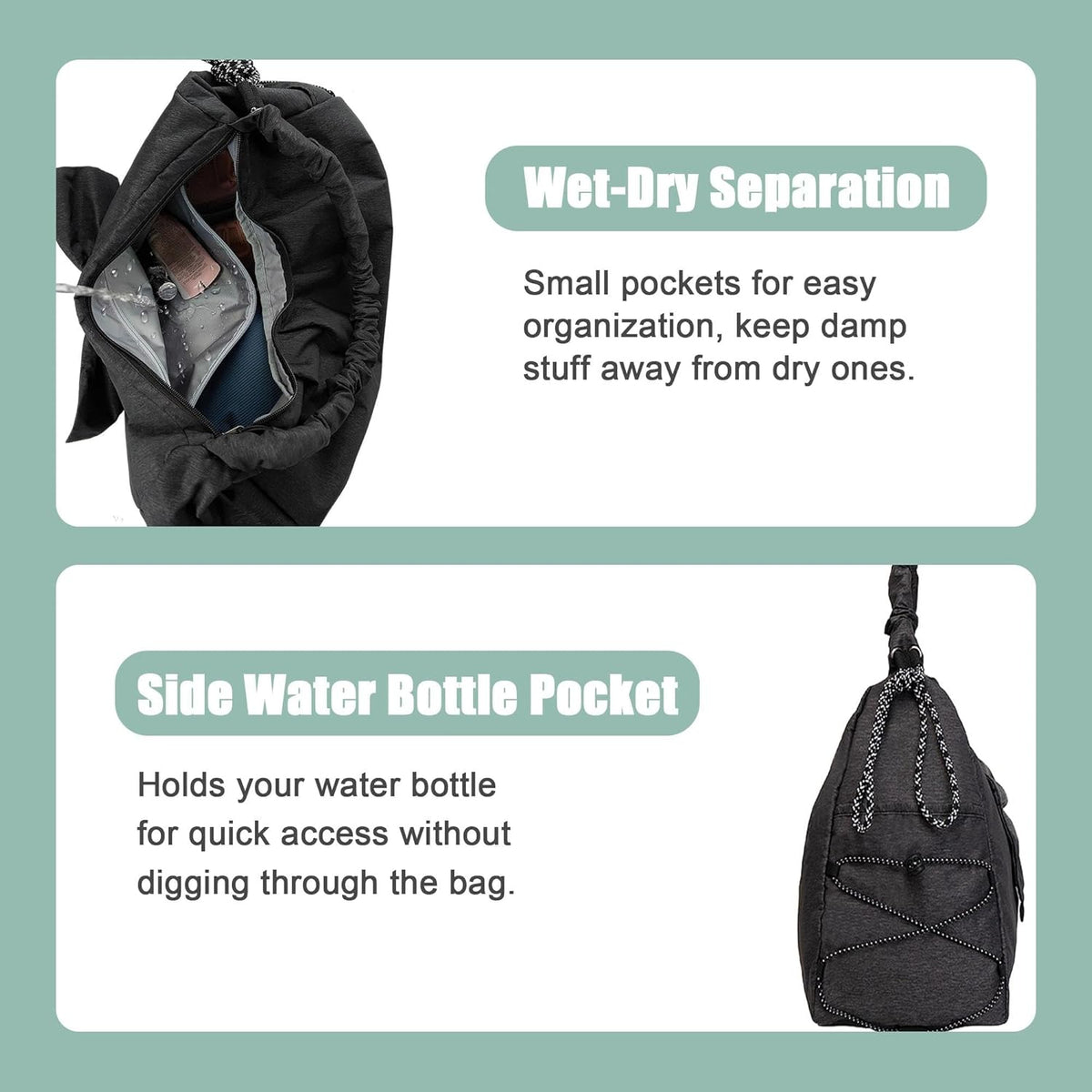 Gym Bag For Women, Yoga Mat Bag with Shoes Compartment, Wet Pocket and Water Bottle Pocket