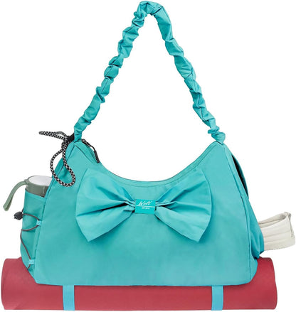 Gym Bag For Women, Yoga Mat Bag with Shoes Compartment, Wet Pocket and Water Bottle Pocket