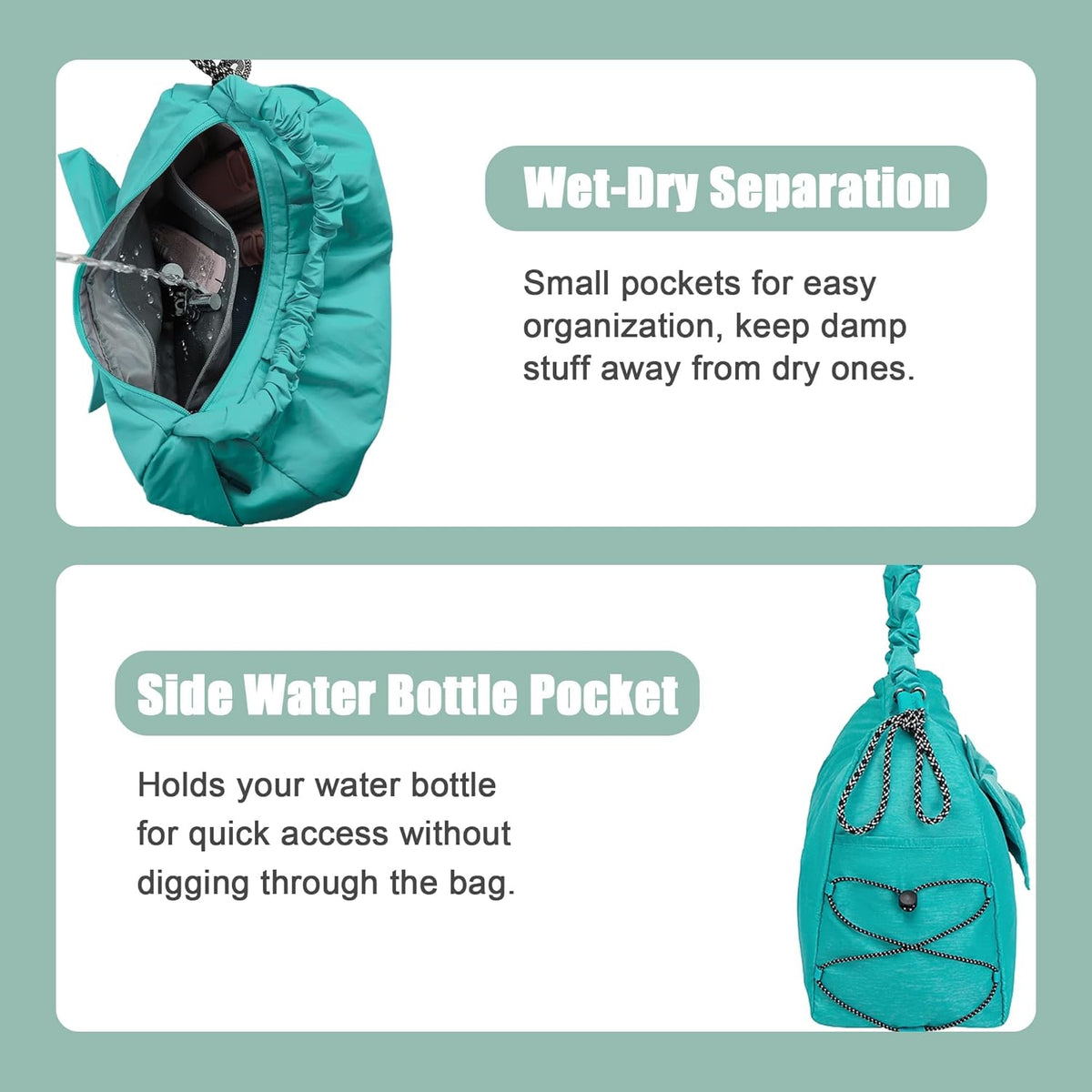 Gym Bag For Women, Yoga Mat Bag with Shoes Compartment, Wet Pocket and Water Bottle Pocket