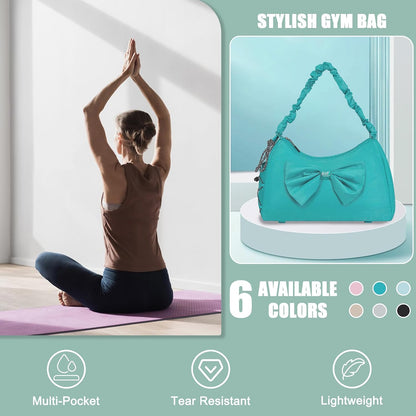 Gym Bag For Women, Yoga Mat Bag with Shoes Compartment, Wet Pocket and Water Bottle Pocket