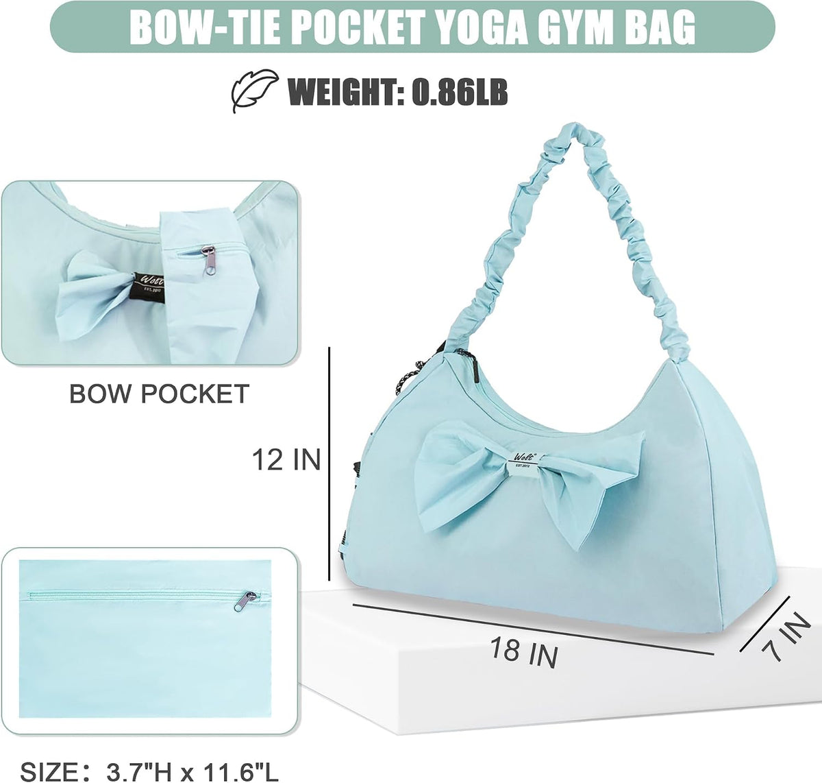 Gym Bag For Women, Yoga Mat Bag with Shoes Compartment, Wet Pocket and Water Bottle Pocket