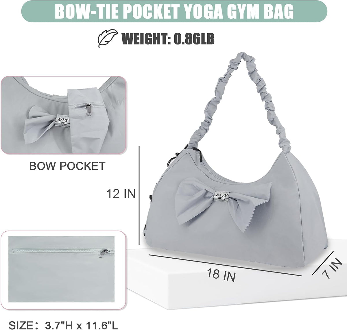 Gym Bag For Women, Yoga Mat Bag with Shoes Compartment, Wet Pocket and Water Bottle Pocket
