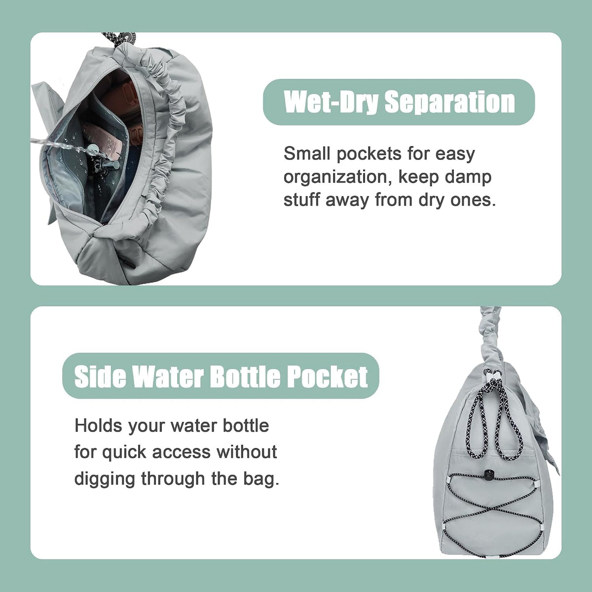 Gym Bag For Women, Yoga Mat Bag with Shoes Compartment, Wet Pocket and Water Bottle Pocket