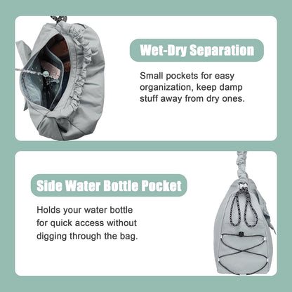 Gym Bag For Women, Yoga Mat Bag with Shoes Compartment, Wet Pocket and Water Bottle Pocket