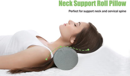 Cervical Neck Roll Pillow, Foam Round Bolster Pillow, Cylinder Pillows with Removable Washable Cover for Sleeping, Bed, Legs, Back, Yoga, Travel, Home, Office (Gray Style 2, 4.7inch H X 17inche L)