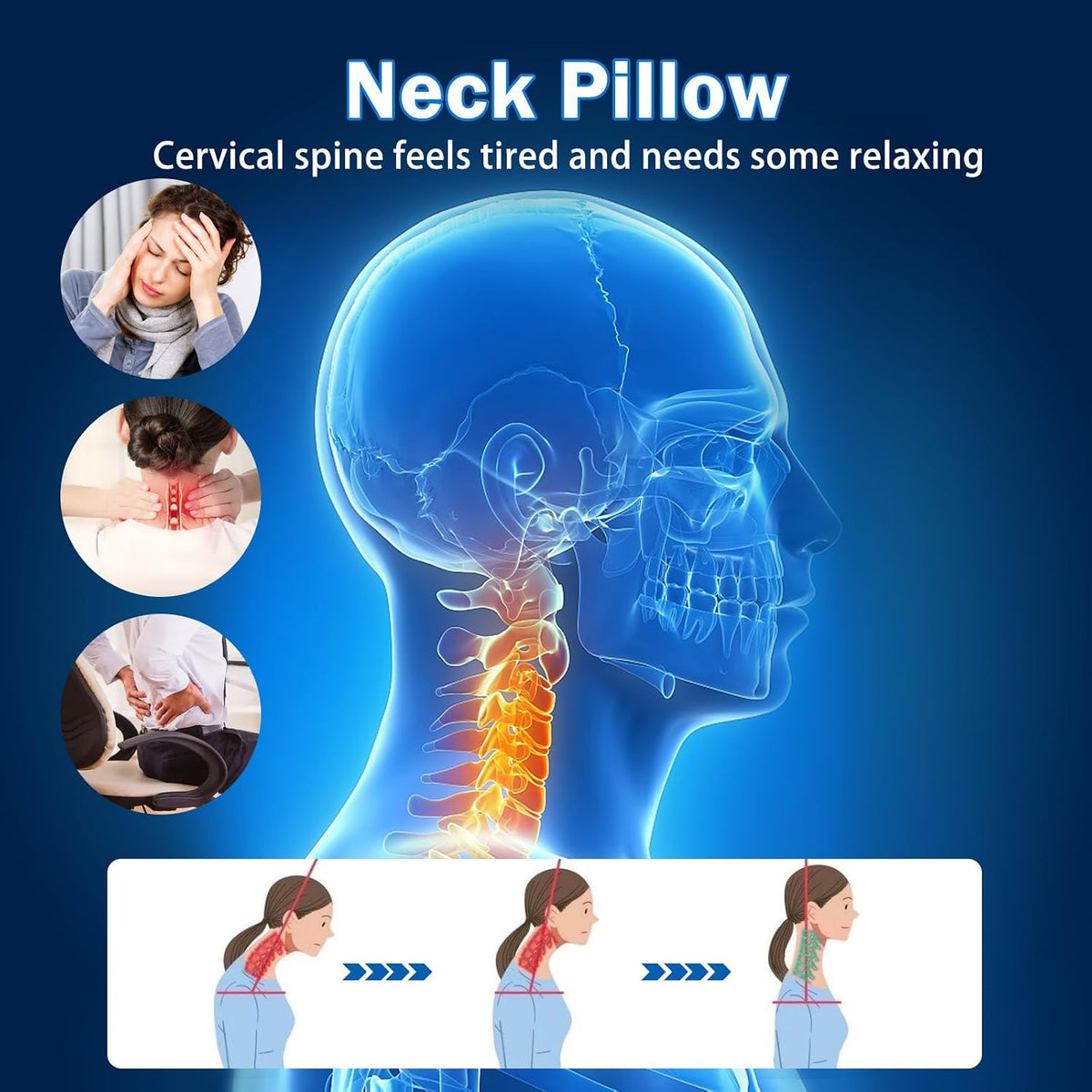 Cervical Neck Roll Pillow, Foam Round Bolster Pillow, Cylinder Pillows with Removable Washable Cover for Sleeping, Bed, Legs, Back, Yoga, Travel, Home, Office (Gray Style 2, 4.7inch H X 17inche L)