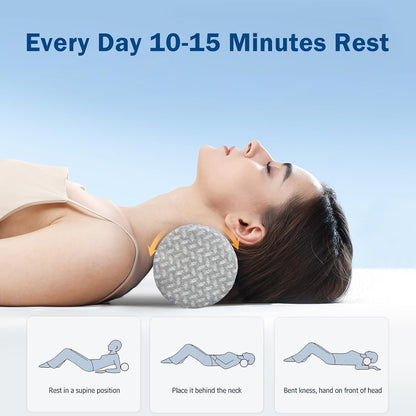Cervical Neck Roll Pillow, Foam Round Bolster Pillow, Cylinder Pillows with Removable Washable Cover for Sleeping, Bed, Legs, Back, Yoga, Travel, Home, Office (Gray Style 2, 4.7inch H X 17inche L)