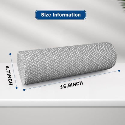 Cervical Neck Roll Pillow, Foam Round Bolster Pillow, Cylinder Pillows with Removable Washable Cover for Sleeping, Bed, Legs, Back, Yoga, Travel, Home, Office (Gray Style 2, 4.7inch H X 17inche L)