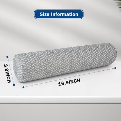 Cervical Neck Roll Pillow, Foam Round Bolster Pillow, Cylinder Pillows with Removable Washable Cover for Sleeping, Bed, Legs, Back, Yoga, Travel, Home, Office (Gray Style 2, 4.7inch H X 17inche L)
