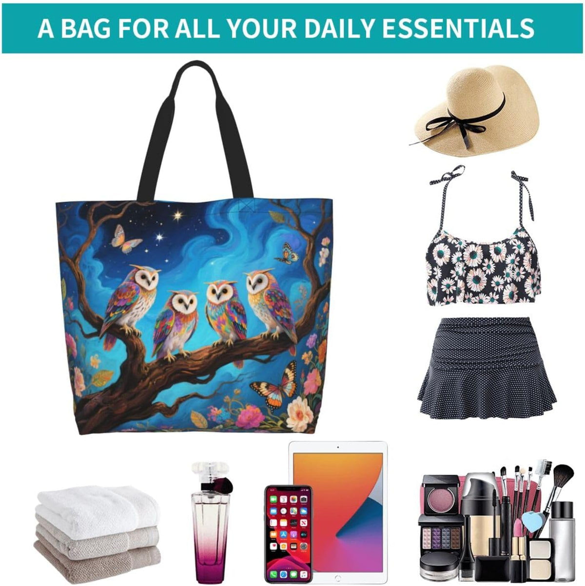 Tote Shoulder Bag Large Durable Reusable Eco-friendly Handbag Lightweight Stylish for Daily Use-19.7x15.7x5.9 Inch - Colors B