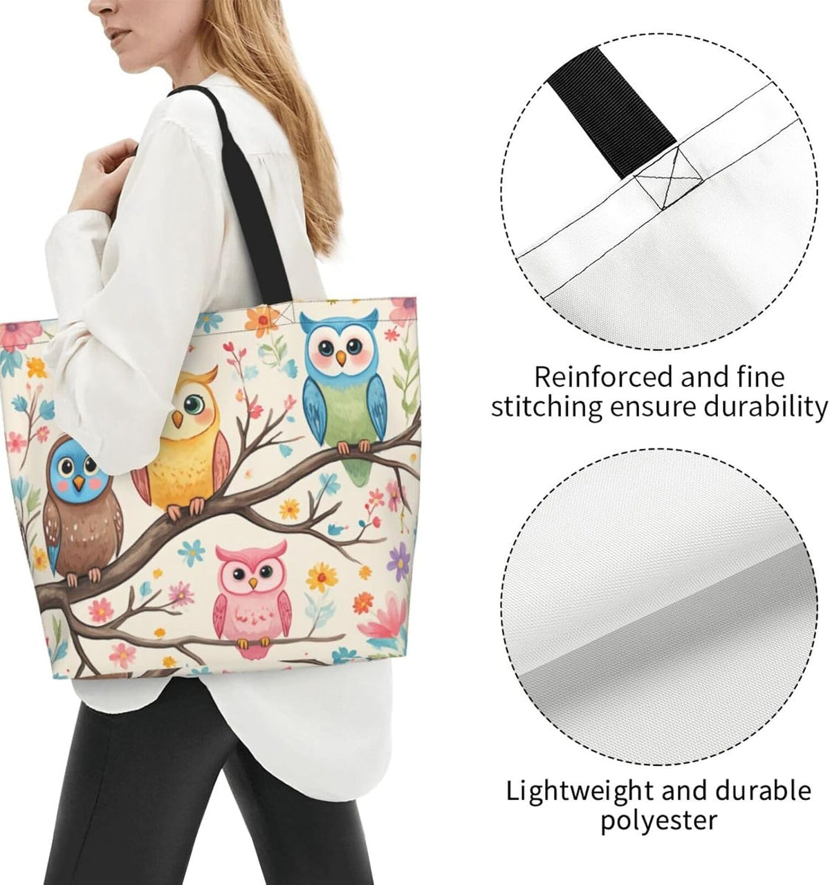 Tote Shoulder Bag Large Durable Reusable Eco-friendly Handbag Lightweight Stylish for Daily Use-19.7x15.7x5.9 Inch - Colors B