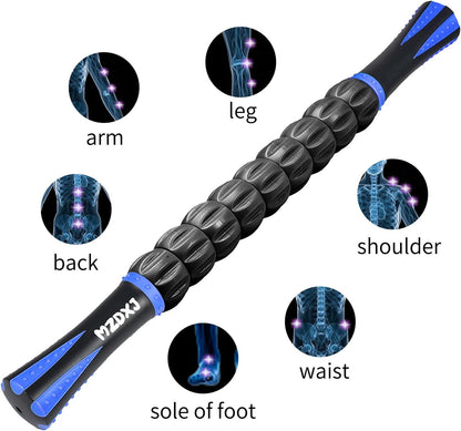 Wooden Cellulite Massage Roller for Legs and Thighs - Handheld Fascia Blaster Tool for Muscle Relief, Lymphatic Drainage & Body Sculpting - Anti Cellulite Massager for Women and Men (12 Wheel)
