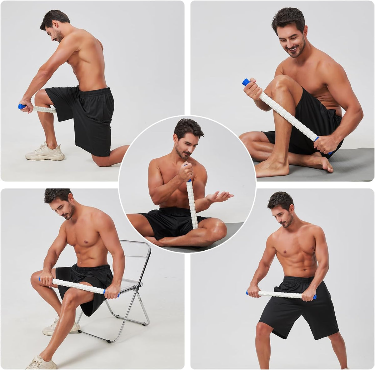Wooden Cellulite Massage Roller for Legs and Thighs - Handheld Fascia Blaster Tool for Muscle Relief, Lymphatic Drainage & Body Sculpting - Anti Cellulite Massager for Women and Men (12 Wheel)