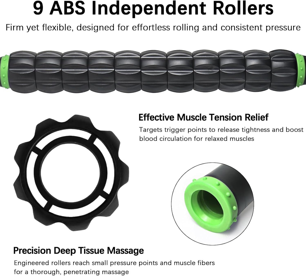 Wooden Cellulite Massage Roller for Legs and Thighs - Handheld Fascia Blaster Tool for Muscle Relief, Lymphatic Drainage & Body Sculpting - Anti Cellulite Massager for Women and Men (12 Wheel)