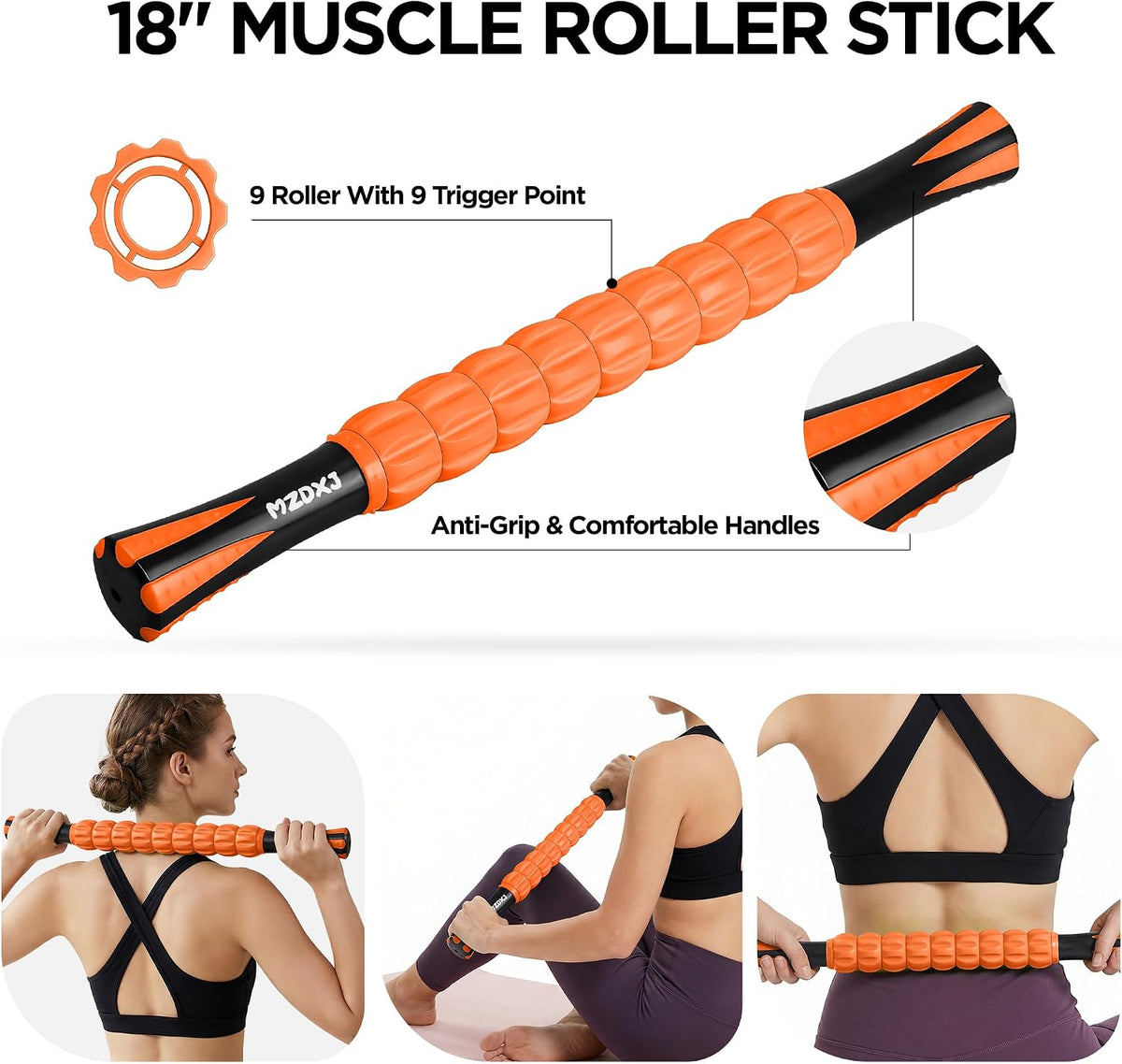 Wooden Cellulite Massage Roller for Legs and Thighs - Handheld Fascia Blaster Tool for Muscle Relief, Lymphatic Drainage & Body Sculpting - Anti Cellulite Massager for Women and Men (12 Wheel)