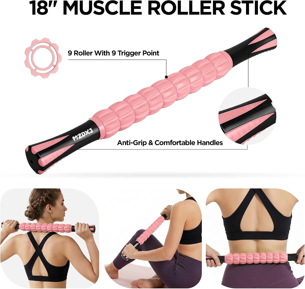 Wooden Cellulite Massage Roller for Legs and Thighs - Handheld Fascia Blaster Tool for Muscle Relief, Lymphatic Drainage & Body Sculpting - Anti Cellulite Massager for Women and Men (12 Wheel)