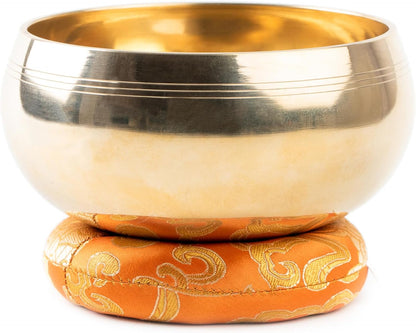 Large Tibetan Singing bowl Set - Bronze Style - Easy To Play - 5" Sound Yoga Bowl Mantra Design Mindfulness Meditation Healing Sound Gift