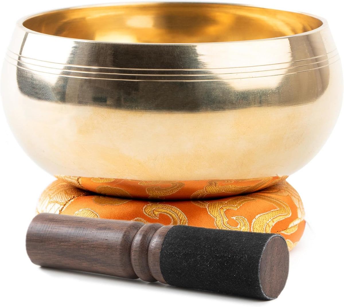 Large Tibetan Singing bowl Set - Bronze Style - Easy To Play - 5" Sound Yoga Bowl Mantra Design Mindfulness Meditation Healing Sound Gift