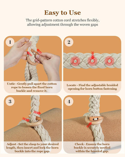 Yoga Mat Straps for Carrying, Handmade Braided Boho Bead Tassel Macrame Strap, Adjustable Thick Yoga Mat Carrier/Holder/Organizing, Stretching Band, Gifts for Women (Mat Not Included)