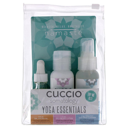 Yoga Essentials Kit - All-In-One Calming, Hydrating, Cleansing Ritual - Energizing Bergamot Orange Oil - Balancing Chamomile Lotion - Yoga Mat Sani Spray Cleanser - 3 Pieces,16 Ounce