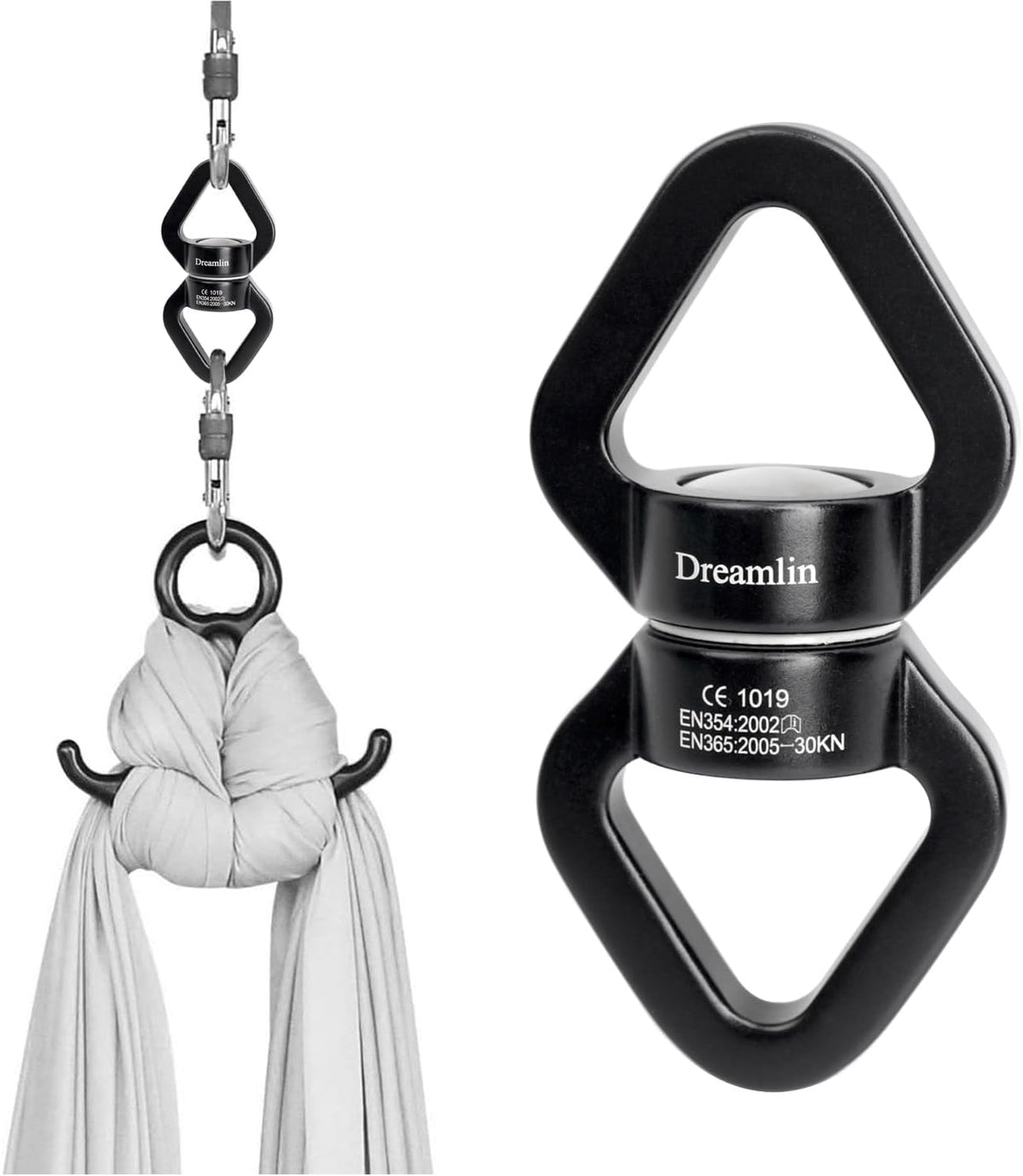 Aerial Silks Hardware Kit 30 KN Swing Swivel Aerial Yoga Hammock Rigging Aluminum Swivel Aerial Hoop Lyra Rotational Device Hanging Accessory