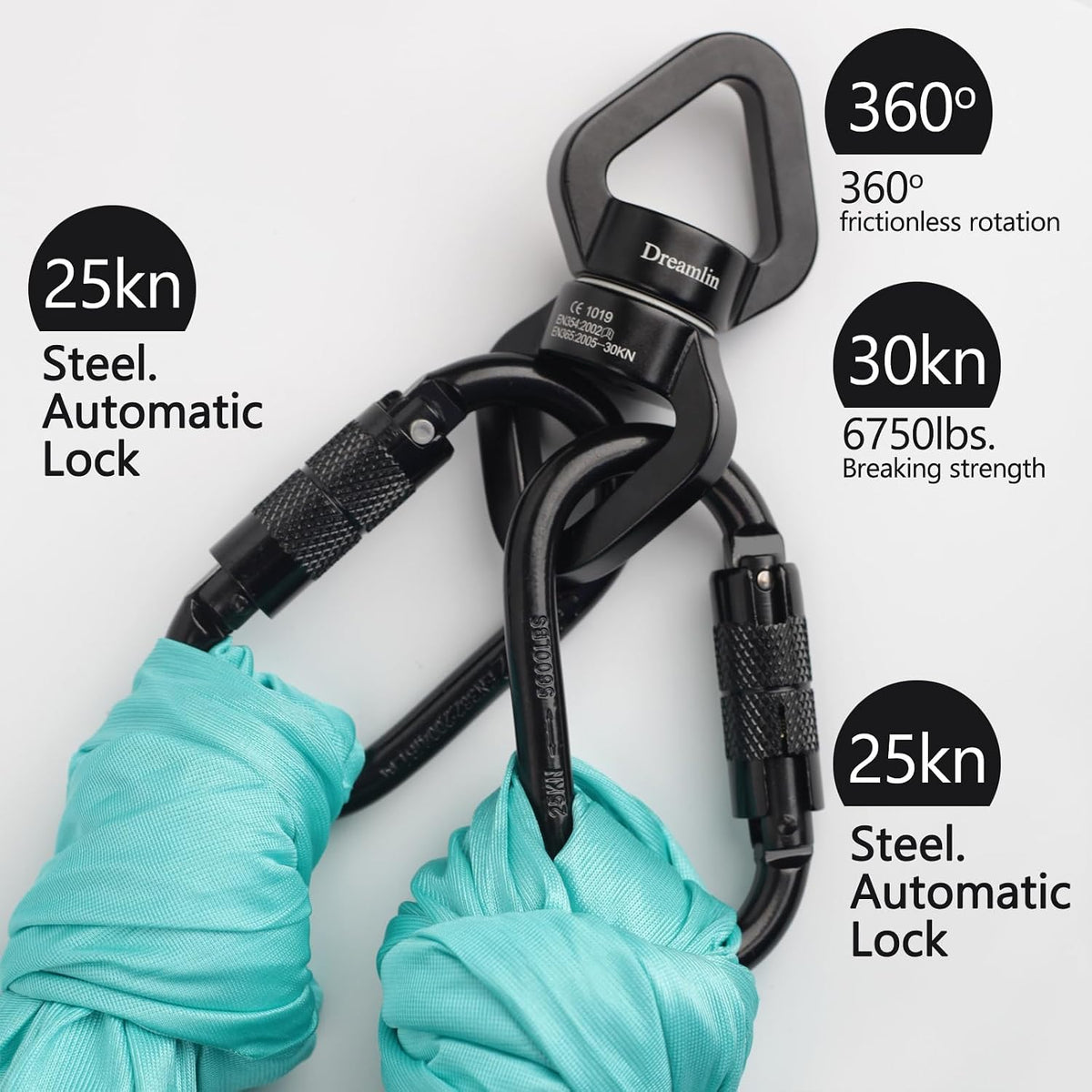 Aerial Silks Hardware Kit 30 KN Swing Swivel Aerial Yoga Hammock Rigging Aluminum Swivel Aerial Hoop Lyra Rotational Device Hanging Accessory