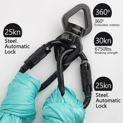 Aerial Silks Hardware Kit 30 KN Swing Swivel Aerial Yoga Hammock Rigging Aluminum Swivel Aerial Hoop Lyra Rotational Device Hanging Accessory