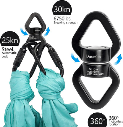 Aerial Silks Hardware Kit 30 KN Swing Swivel Aerial Yoga Hammock Rigging Aluminum Swivel Aerial Hoop Lyra Rotational Device Hanging Accessory