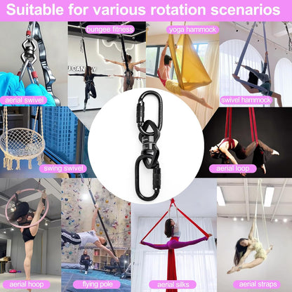 Aerial Silks Hardware Kit 30 KN Swing Swivel Aerial Yoga Hammock Rigging Aluminum Swivel Aerial Hoop Lyra Rotational Device Hanging Accessory