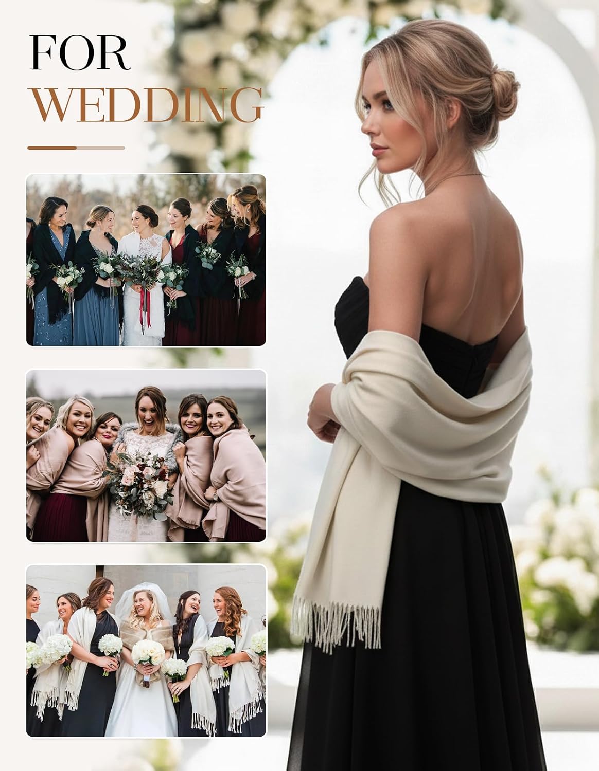 Women's Scarf Pashmina Shawls and Wraps for Evening Dress Wedding Bridal Bridesmaid Winter Warm Long Large Scarves - Colors B