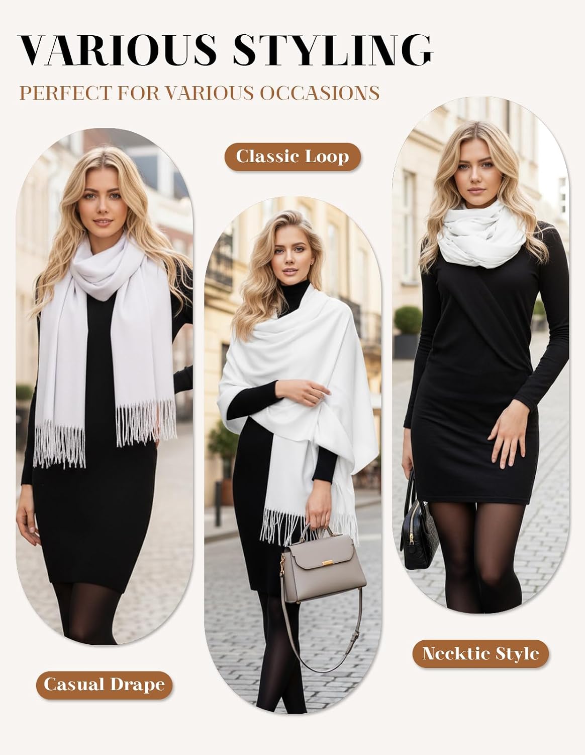 Women's Scarf Pashmina Shawls and Wraps for Evening Dress Wedding Bridal Bridesmaid Winter Warm Long Large Scarves - Colors B