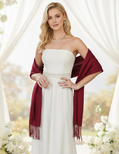 Women's Scarf Pashmina Shawls and Wraps for Evening Dress Wedding Bridal Bridesmaid Winter Warm Long Large Scarves - Colors B