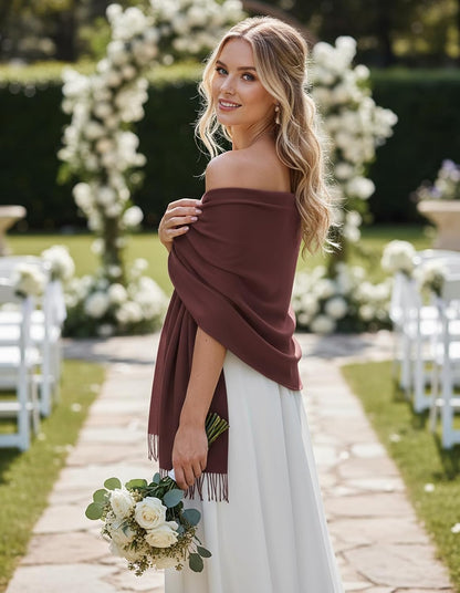 Women's Scarf Pashmina Shawls and Wraps for Evening Dress Wedding Bridal Bridesmaid Winter Warm Long Large Scarves - Colors B
